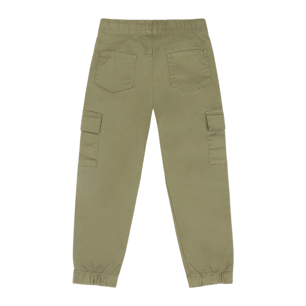 Boys Relaxed Fit Drawstring Cargo Jogger Pants - Olive