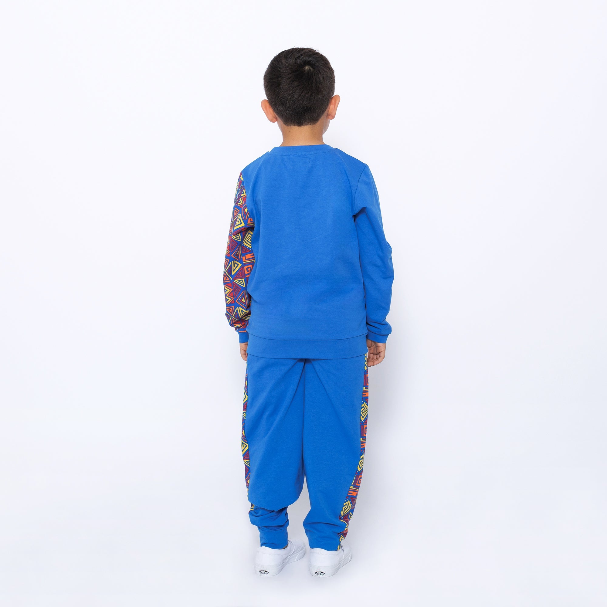 Boys Crewneck Sweatshirt and Jogger Pants Set - Blue Multicolor | Multicultural Kids Clothing - Mixed Up Clothing