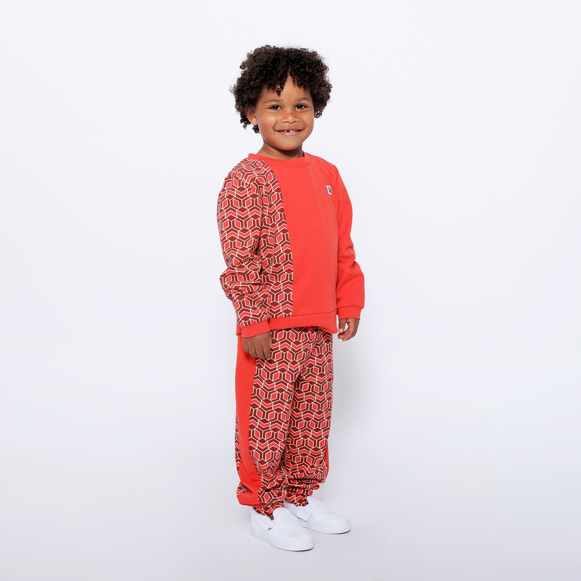 Boys Crewneck Sweatshirt and Jogger Pants Set - Red Multicolor | Multicultural Kids Clothing - Mixed Up Clothing