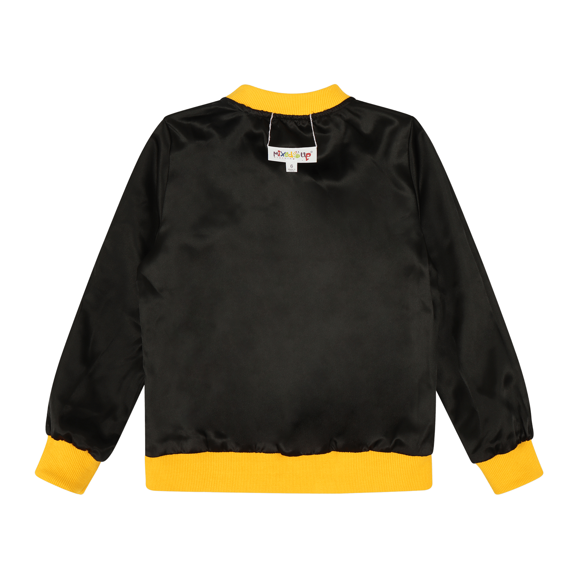 Girls Reversible Zip up Lightweight Bomber Jacket - Black/Yellow/Hello | Multicultural Kids Clothing - Mixed Up Clothing