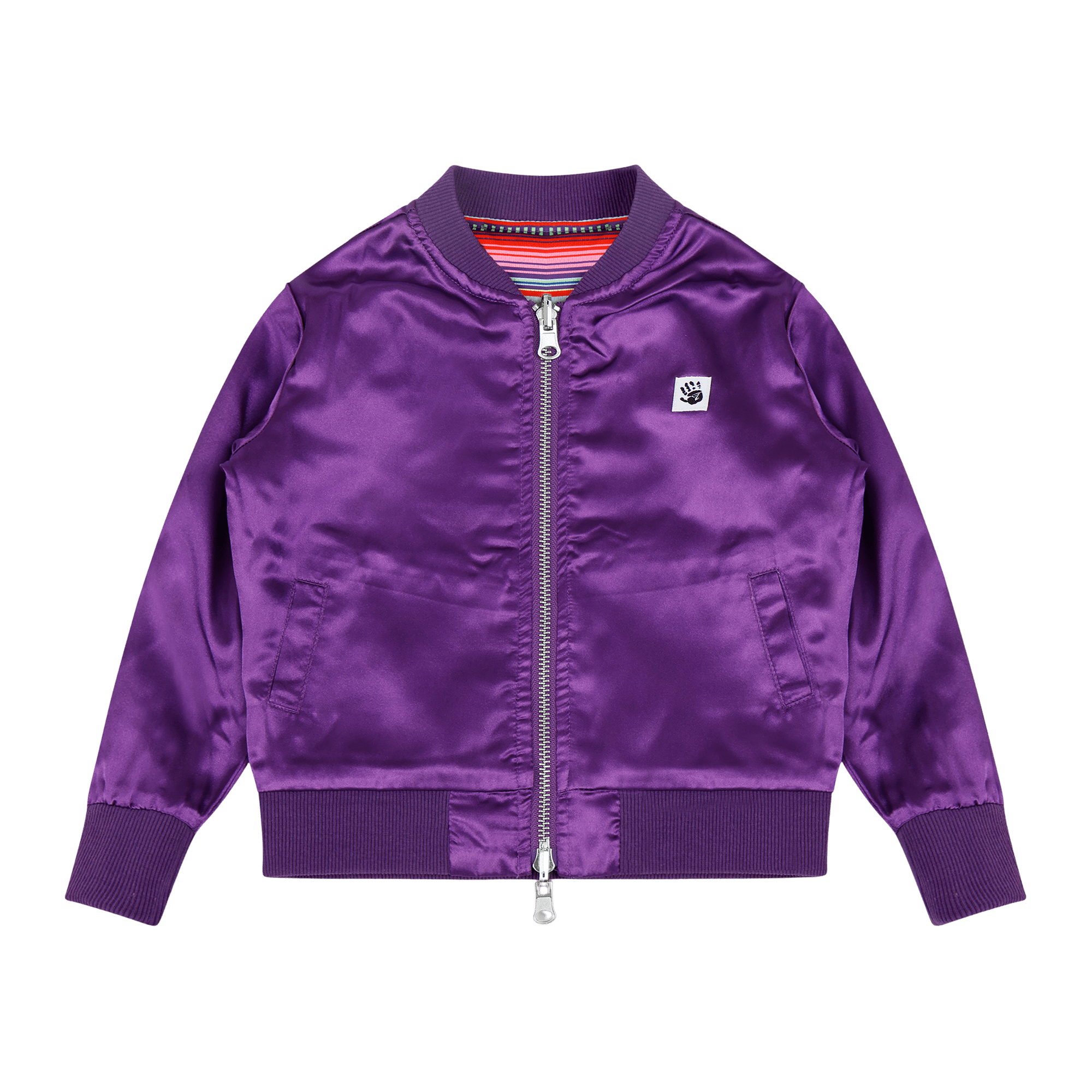 Girls Reversible Zip up Lightweight Bomber Jacket - Purple Multicolor Stripe | Multicultural Kids Clothing - Mixed Up Clothing