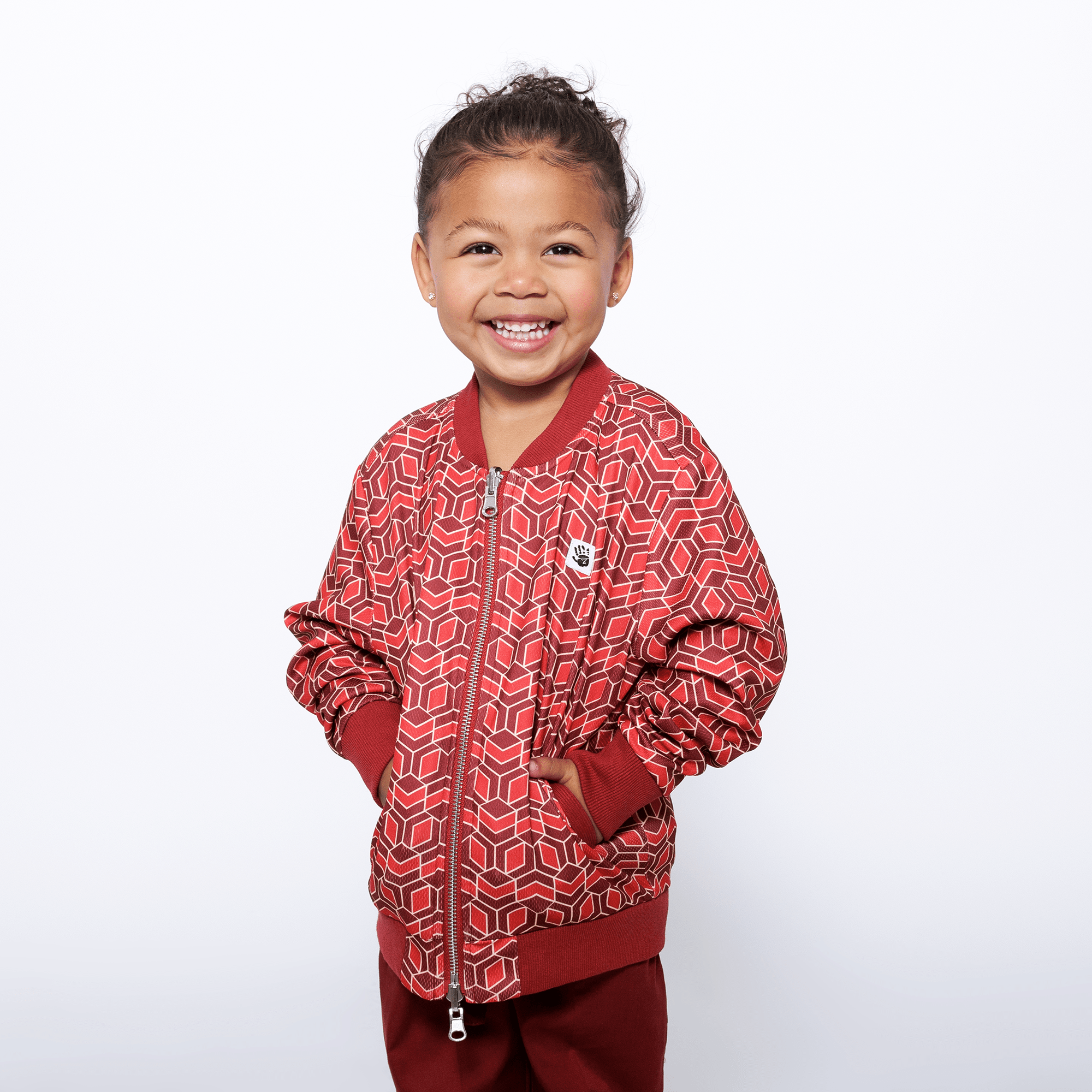 Girls Reversible Zip up Lightweight Bomber Jacket - Red Multicolor | Multicultural Kids Clothing - Mixed Up Clothing