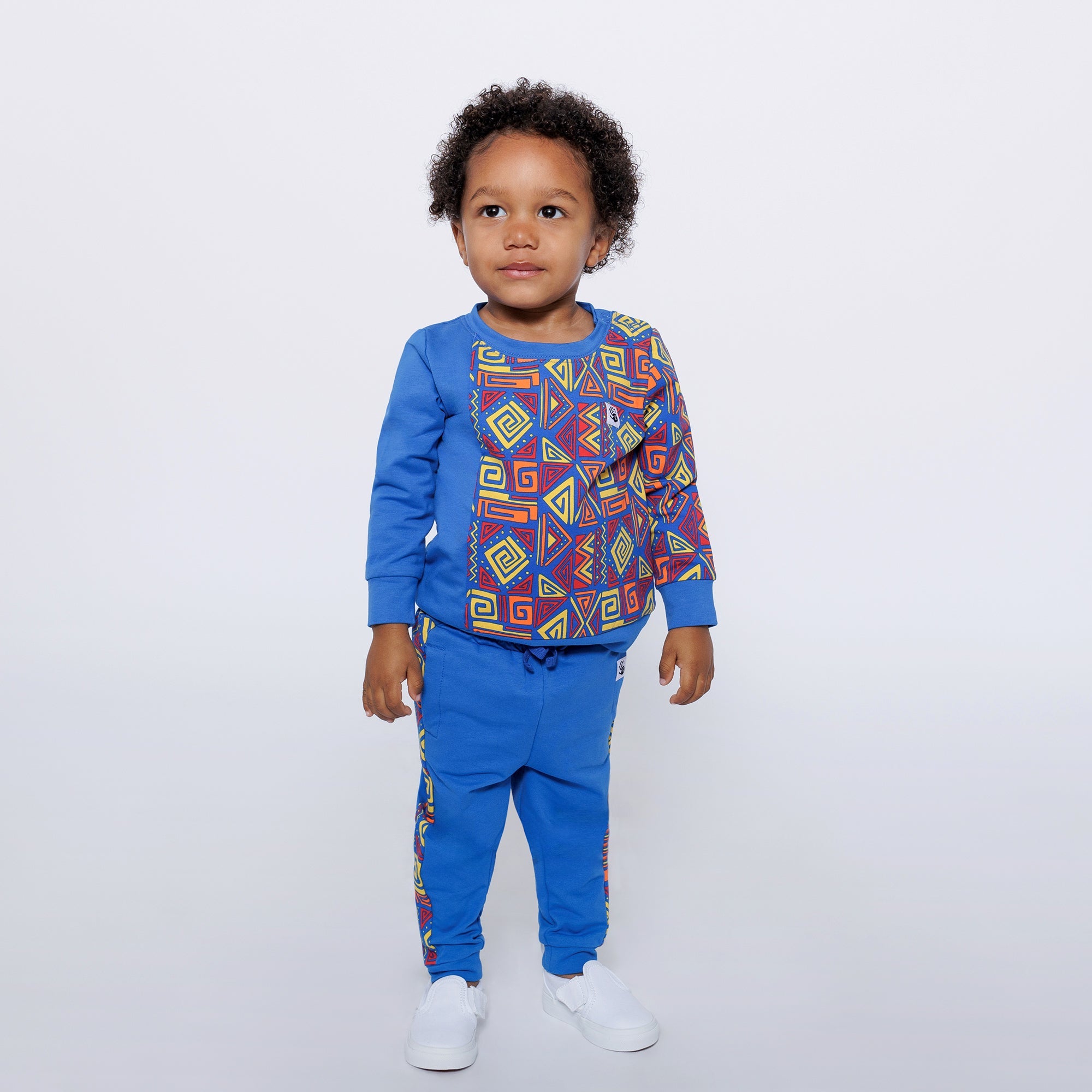 Infant Crewneck Sweatshirt and Jogger Pants Set - Blue Multicolor | Multicultural Kids Clothing - Mixed Up Clothing