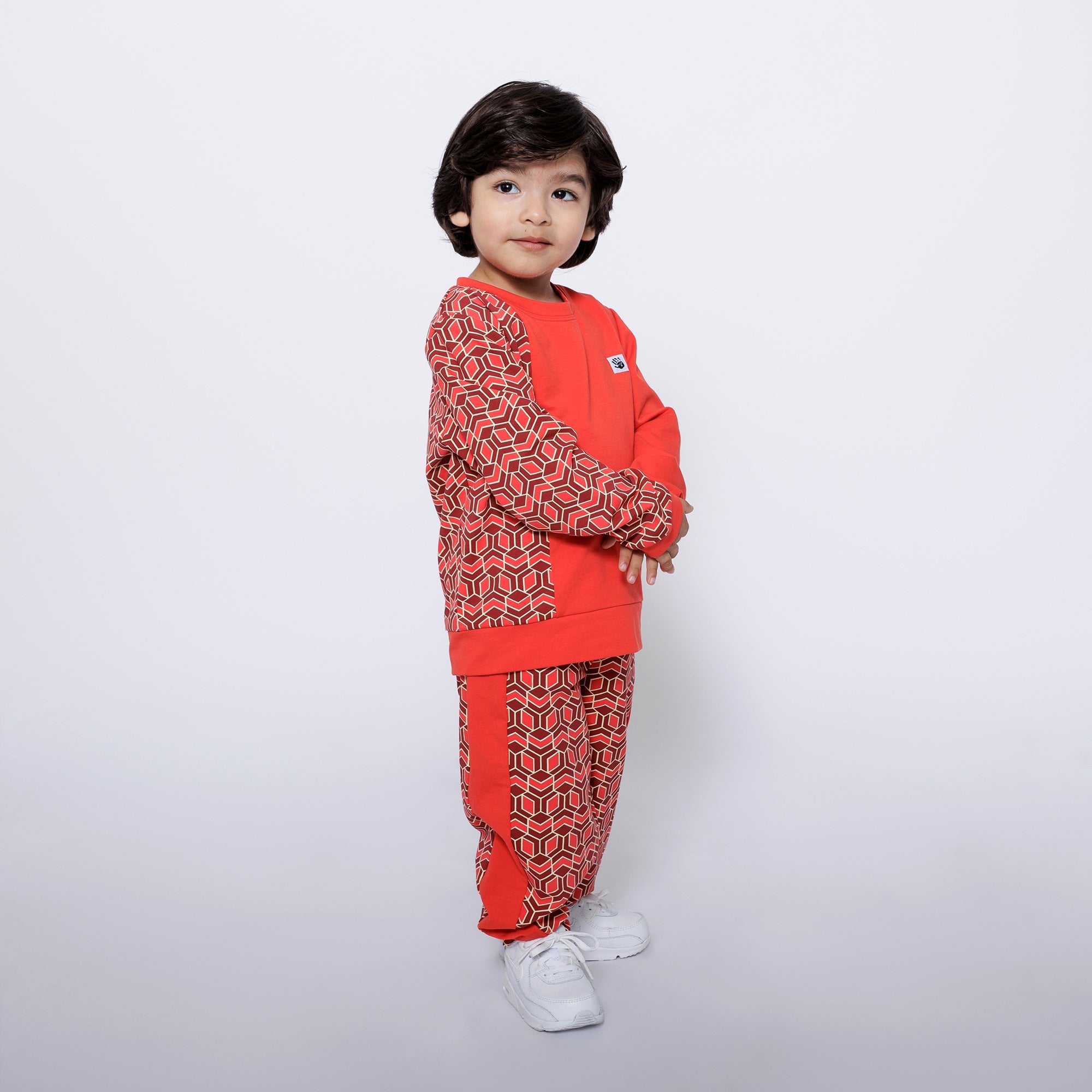 Infant Crewneck Sweatshirt and Jogger Pants Set - Red Multicolor | Multicultural Kids Clothing - Mixed Up Clothing
