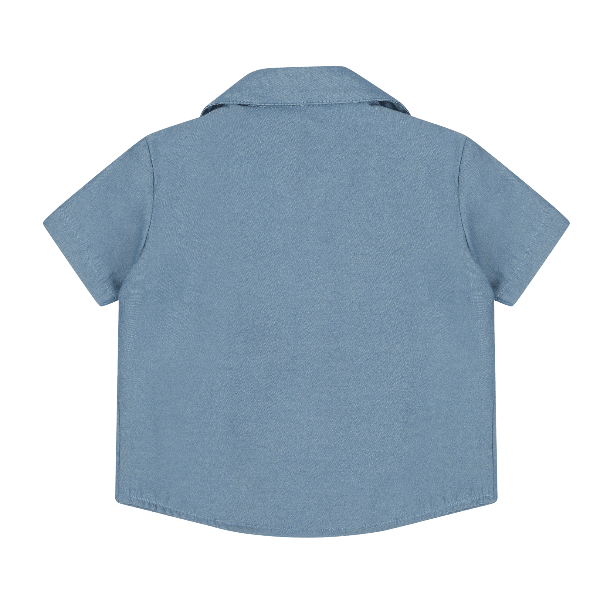 Baby wearing Mixed Up Clothing’s multicultural woven cotton short sleeve Hemd button-down shirt.