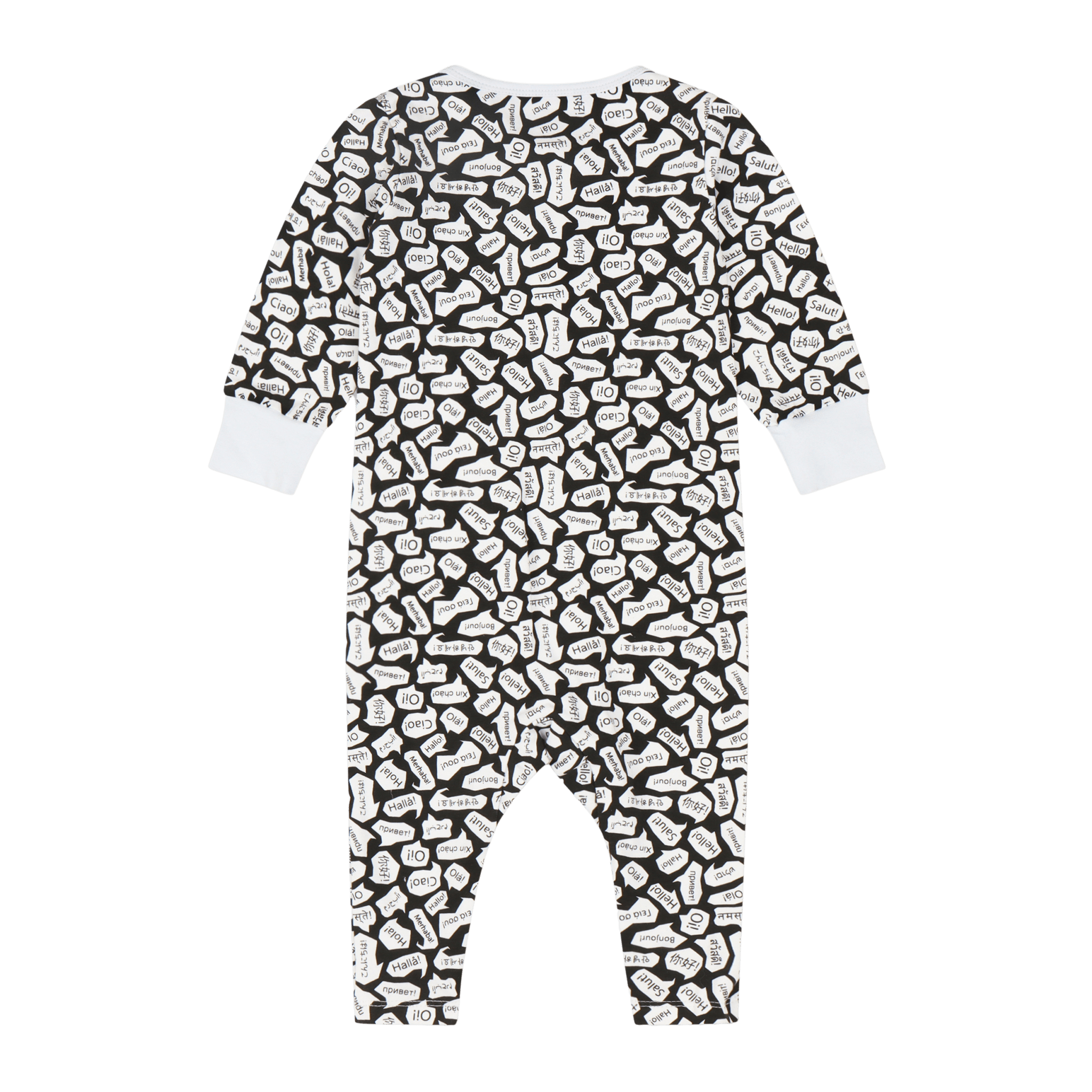 Infant Jumpsuit Romper - Black/White/Hello | Multicultural Kids Clothing - Mixed Up Clothing