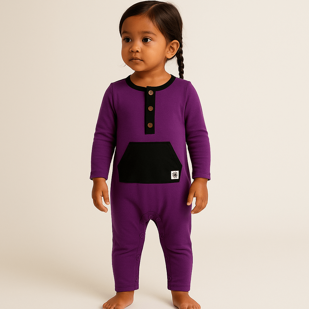 UNO Romper – Purple Tilandsia Baby One - Piece Inspired by Latin American Flora - Mixed Up Clothing