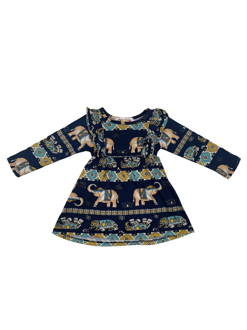 Baby Girls Volant Ruffle Print Dress