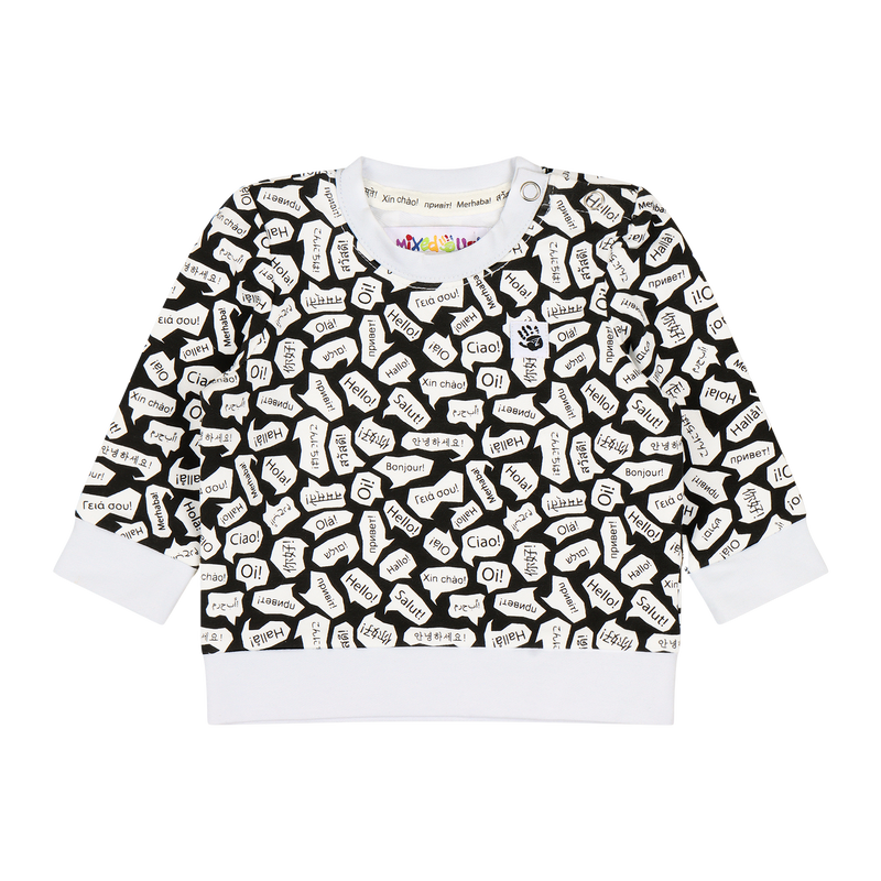 Infant Crewneck Sweatshirt and Jogger Pants Set - Black/White/Hello