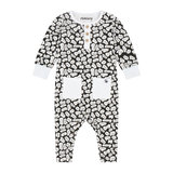 Infant Jumpsuit Romper - Black/White/Hello