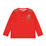 Boys Pocket Long-Sleeve Henley Shirt - Red