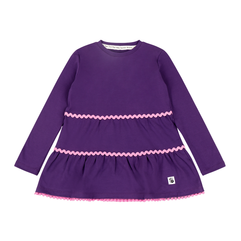 Girls Ruffle Hem Tiered Tunic and Legging Set - Purple Multicolor Stripe