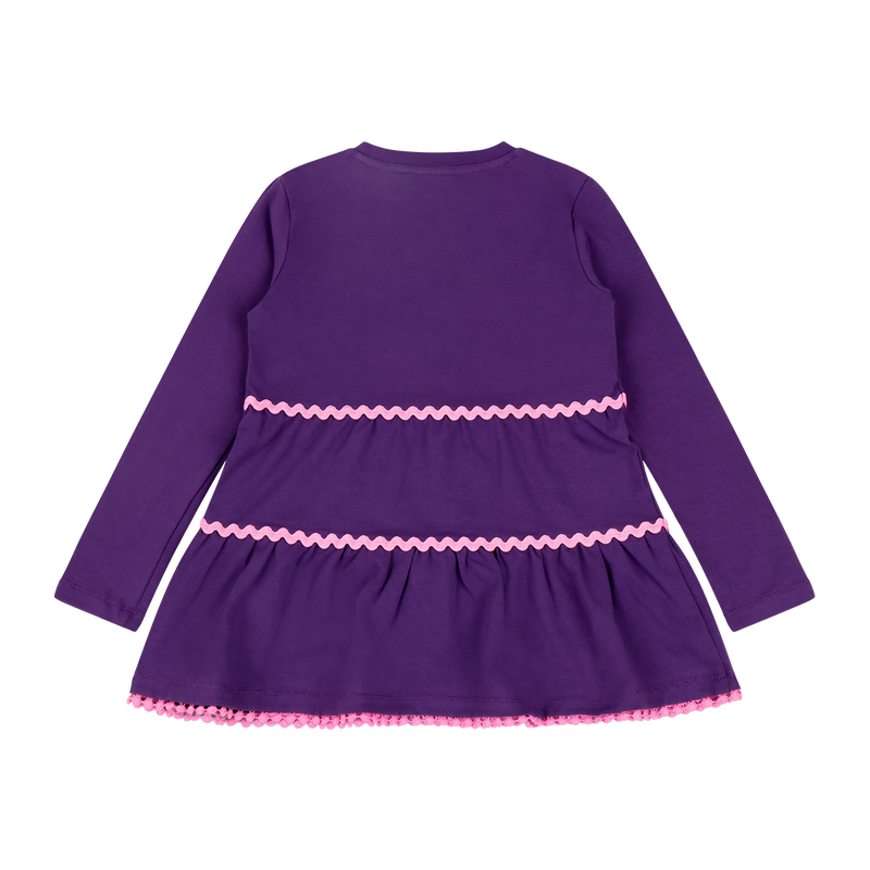 Girls Ruffle Hem Tiered Tunic and Legging Set - Purple Multicolor Stripe