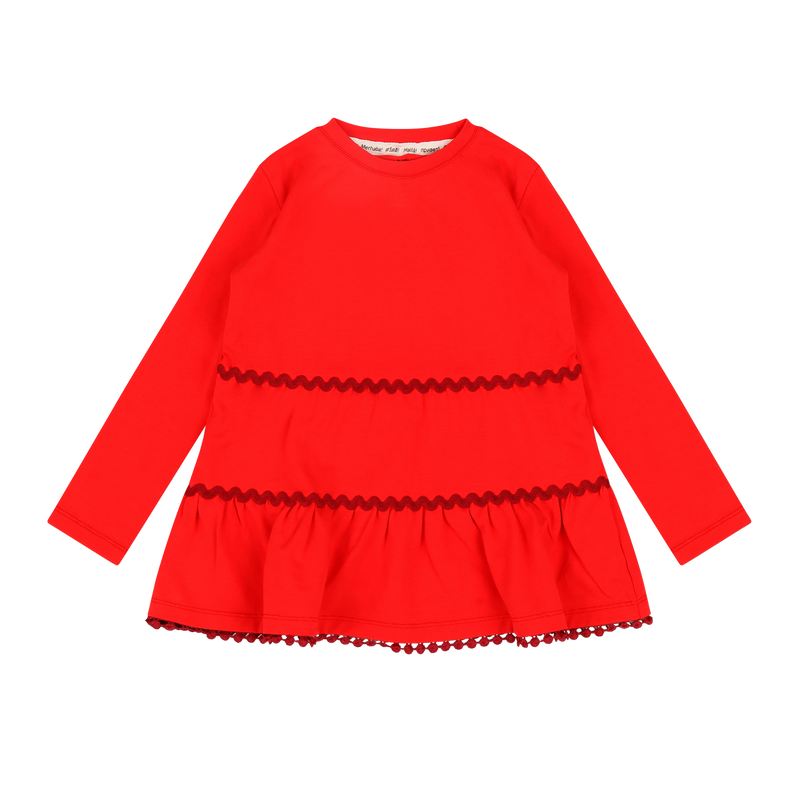 Girls Ruffle Hem Tiered Tunic and Legging Set - Red Multicolor