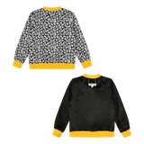 Girls Reversible Zip up Lightweight Bomber Jacket - Black/Yellow/Hello