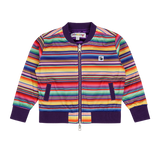 Girls Reversible Zip up Lightweight Bomber Jacket - Purple Multicolor Stripe