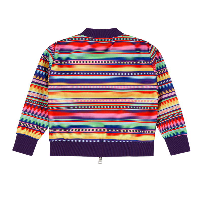 Girls Reversible Zip up Lightweight Bomber Jacket - Purple Multicolor Stripe