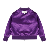 Girls Reversible Zip up Lightweight Bomber Jacket - Purple Multicolor Stripe