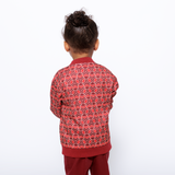 Girls Reversible Zip up Lightweight Bomber Jacket - Red Multicolor