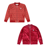 Girls Reversible Zip up Lightweight Bomber Jacket - Red Multicolor