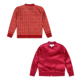 Girls Reversible Zip up Lightweight Bomber Jacket - Red Multicolor