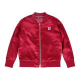 Girls Reversible Zip up Lightweight Bomber Jacket - Red Multicolor