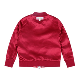 Girls Reversible Zip up Lightweight Bomber Jacket - Red Multicolor