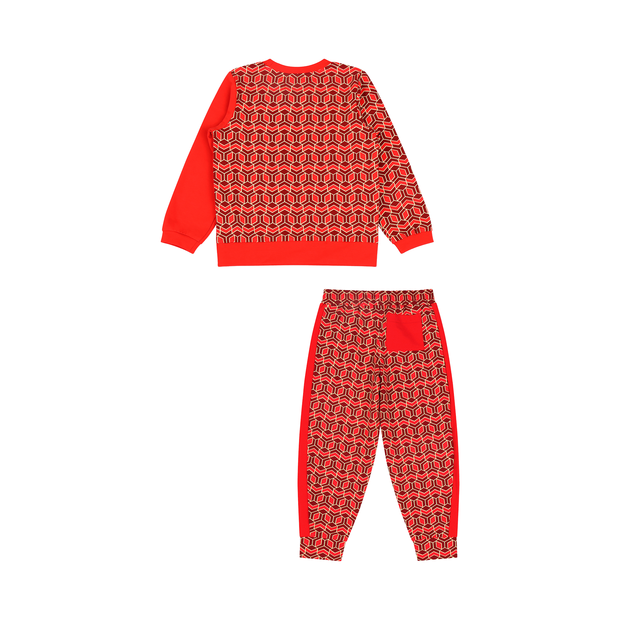 Boys Crewneck Sweatshirt and Jogger Pants Set - Red Multicolor | Multicultural Kids Clothing - Mixed Up Clothing