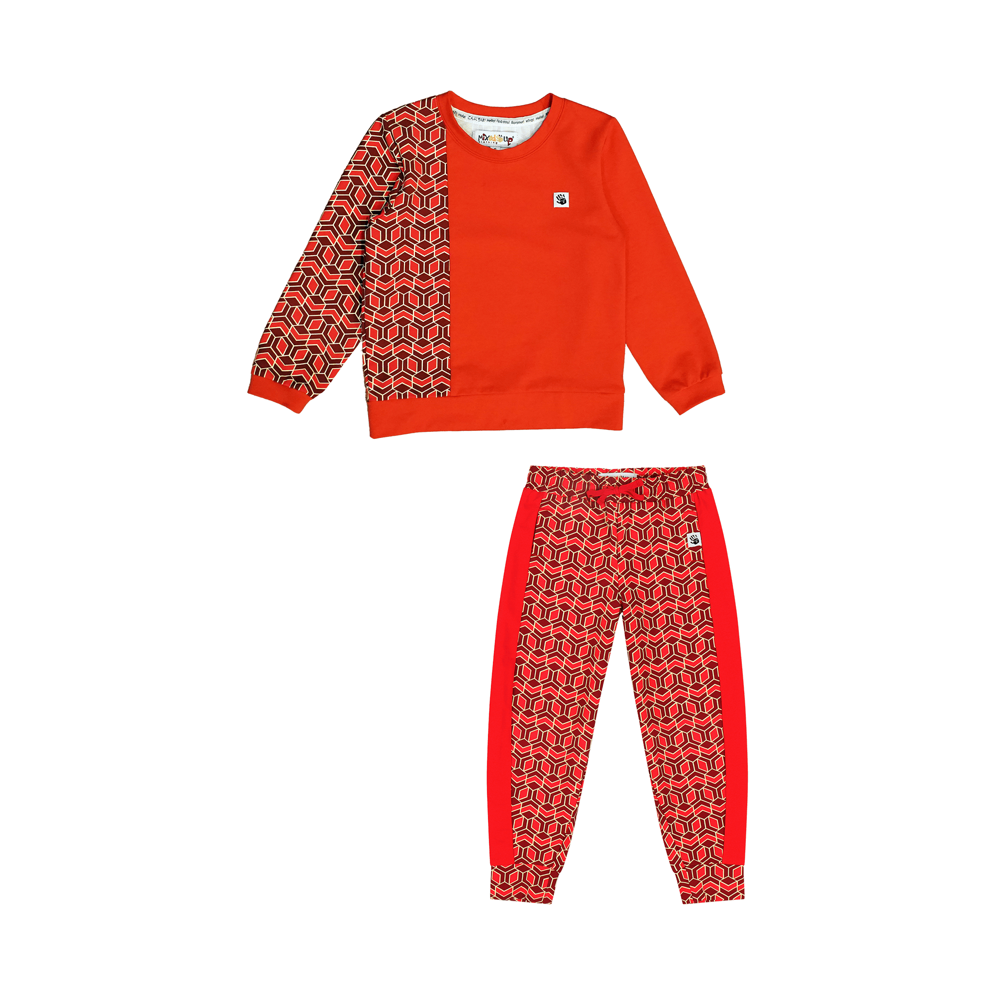 Boys Crewneck Sweatshirt and Jogger Pants Set - Red Multicolor | Multicultural Kids Clothing - Mixed Up Clothing