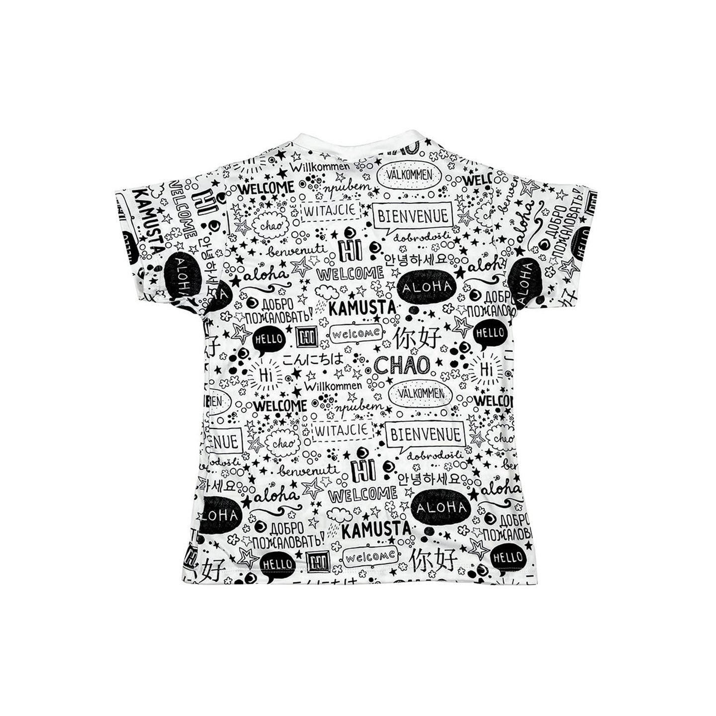 Girls Hello V - Neck T-Shirt | Multicultural Kids Clothing - Mixed Up Clothing