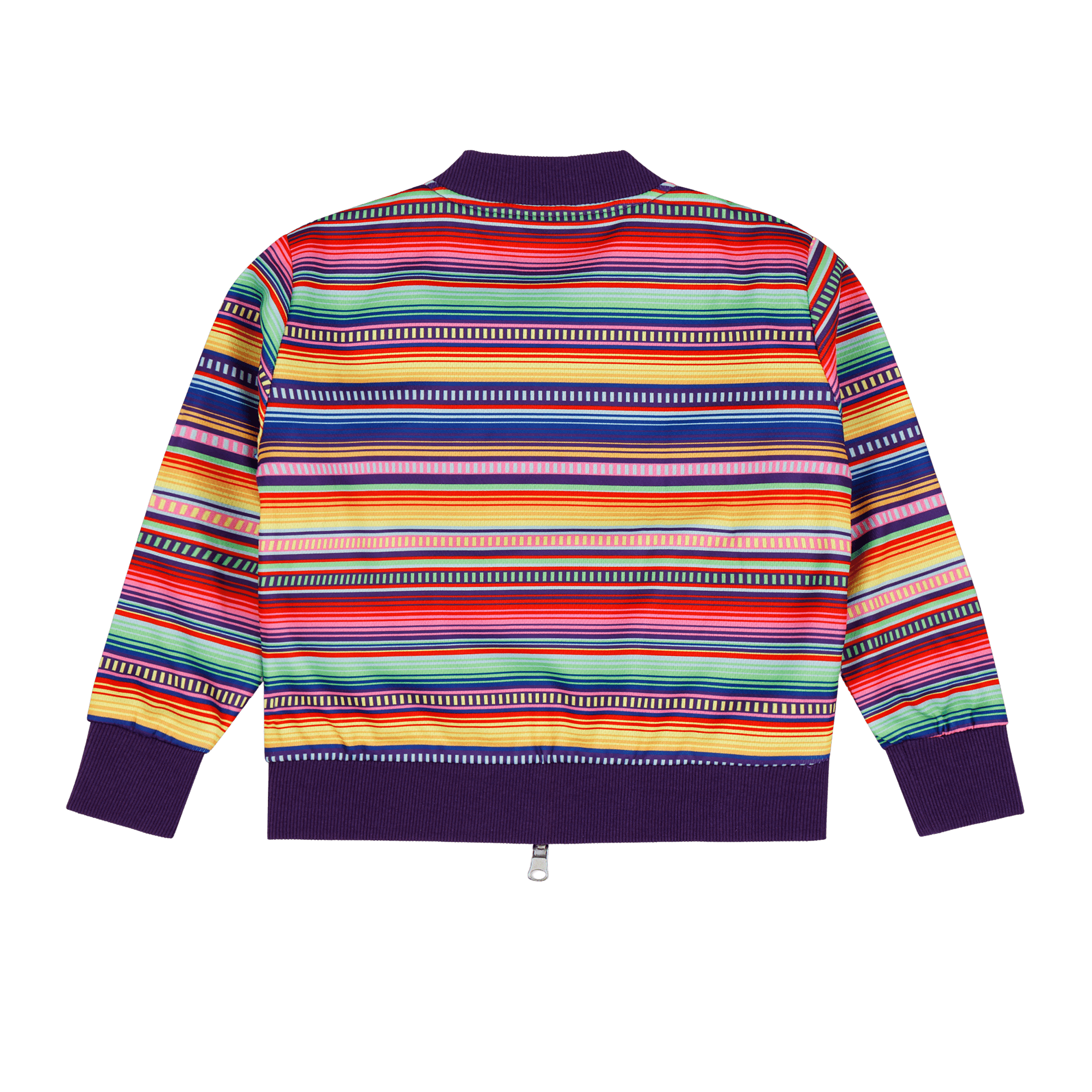Girls Reversible Zip up Lightweight Bomber Jacket - Purple Multicolor Stripe | Multicultural Kids Clothing - Mixed Up Clothing
