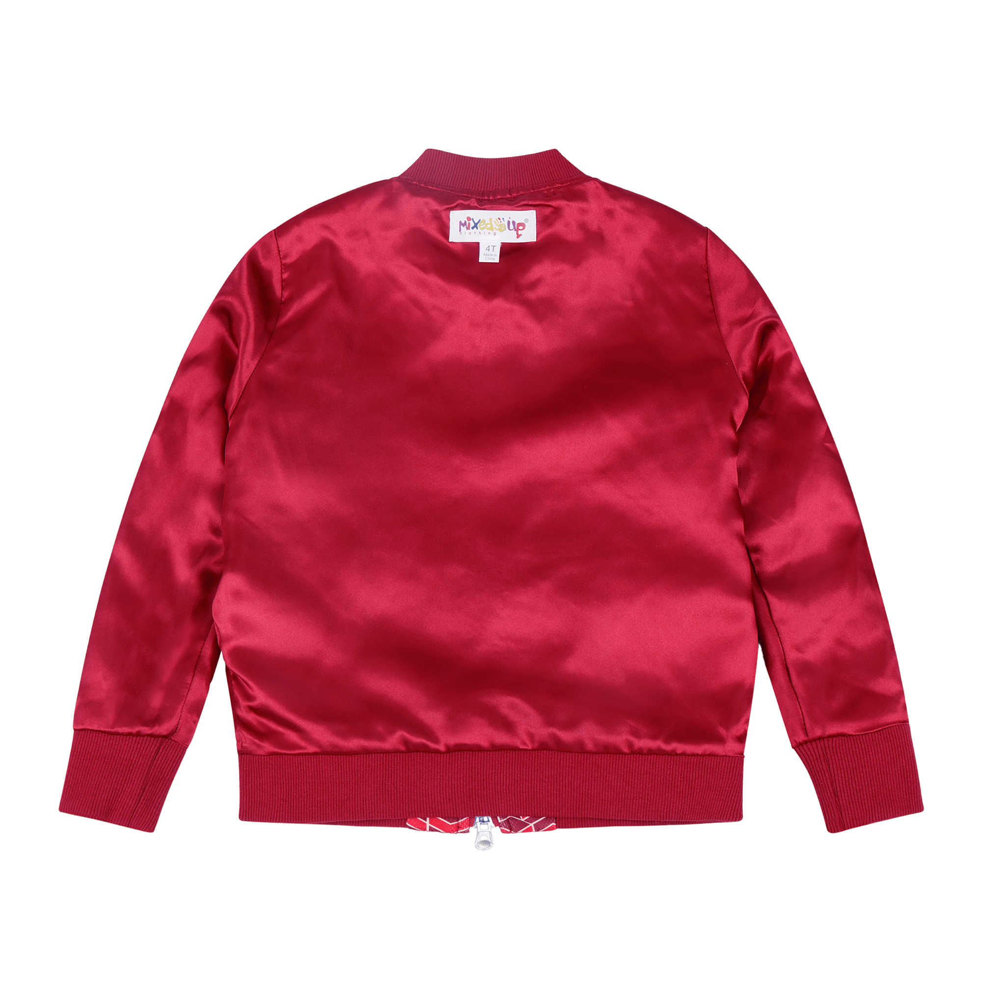 Girls Reversible Zip up Lightweight Bomber Jacket - Red Multicolor | Multicultural Kids Clothing - Mixed Up Clothing