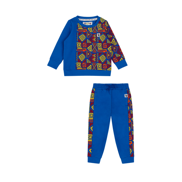 Infant Crewneck Sweatshirt and Jogger Pants Set - Blue Multicolor | Multicultural Kids Clothing - Mixed Up Clothing