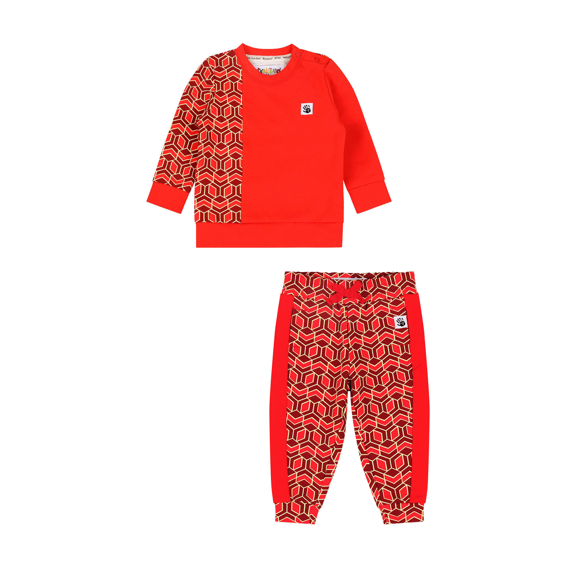 Infant Crewneck Sweatshirt and Jogger Pants Set - Red Multicolor | Multicultural Kids Clothing - Mixed Up Clothing