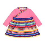 Infant Long Sleeve Ruffle Trim Dress and Bloomer Set - Pink Multicolor Stripe | Multicultural Kids Clothing - Mixed Up Clothing