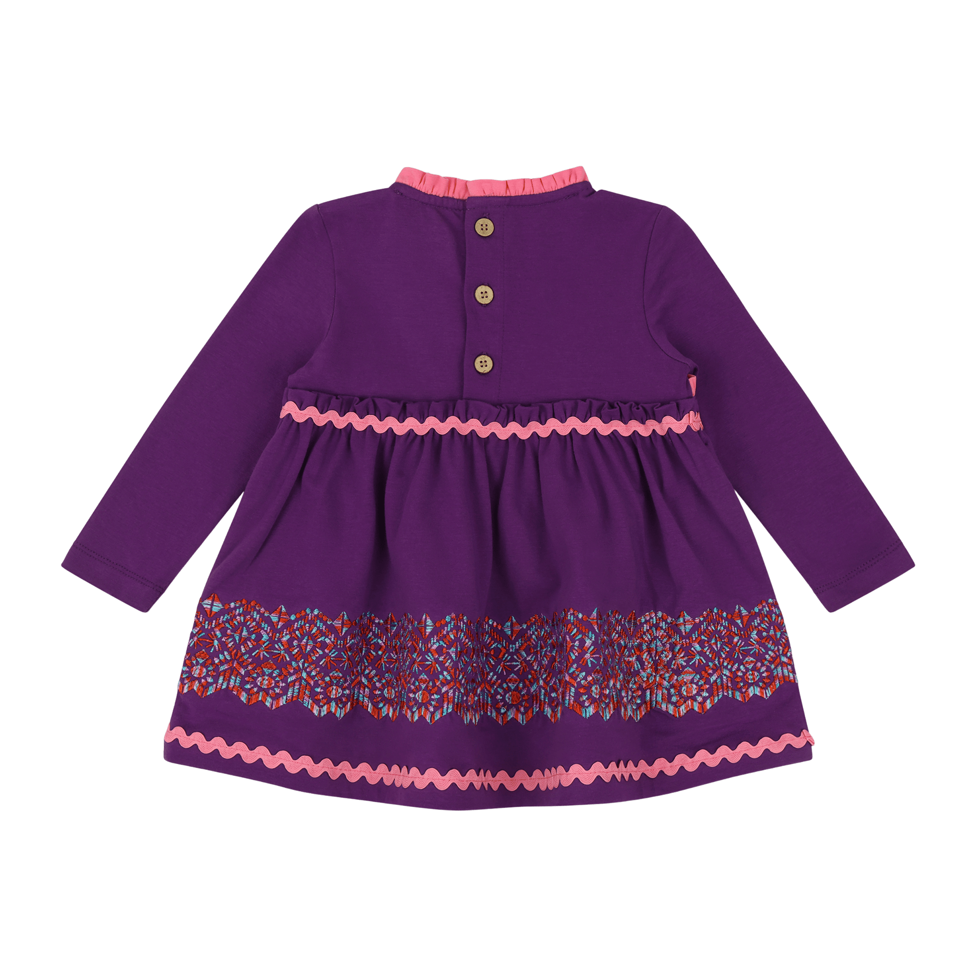 Infant Long Sleeve Ruffle Trim Dress and Bloomer Set - Purple Multicolor | Multicultural Kids Clothing - Mixed Up Clothing