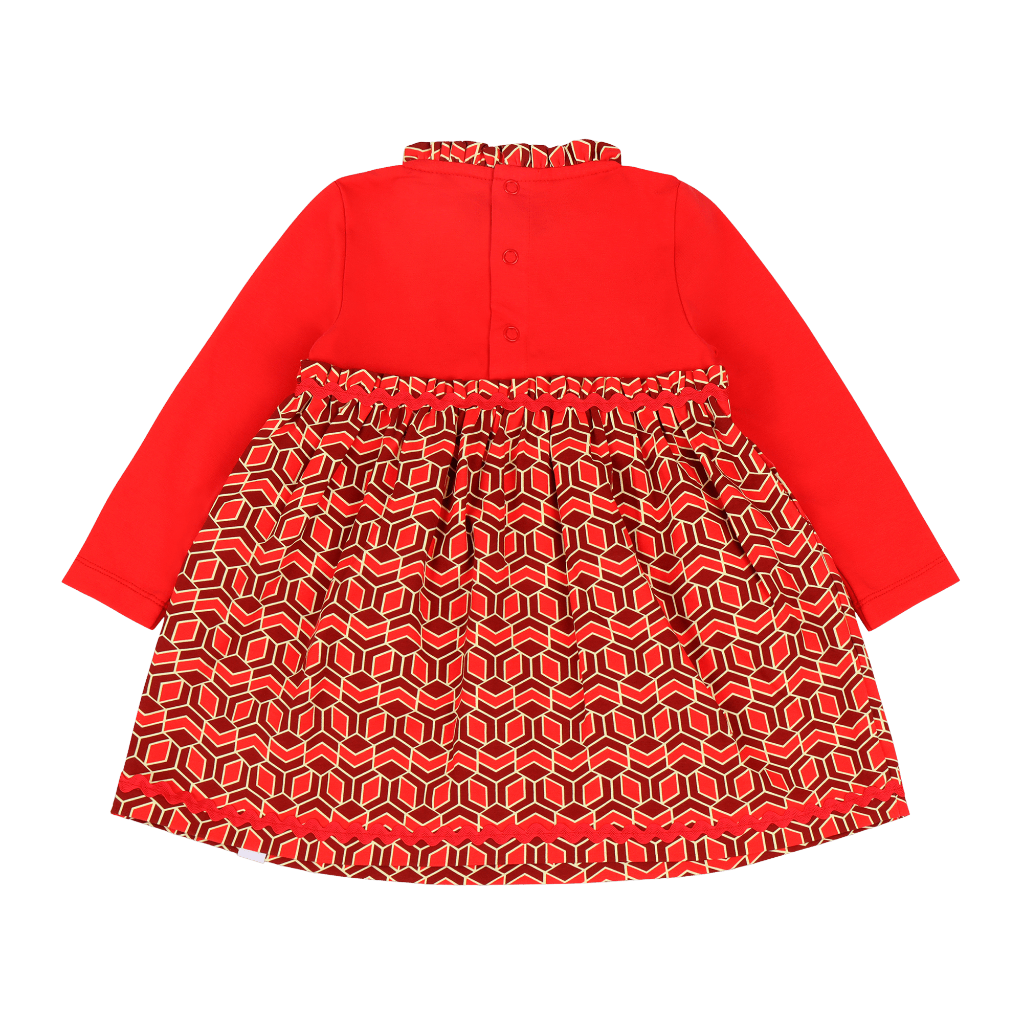 Infant Long Sleeve Ruffle Trim Dress and Bloomer Set - Red Multicolor | Multicultural Kids Clothing - Mixed Up Clothing