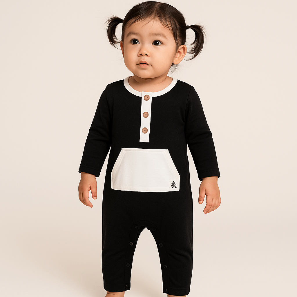 UNO Romper – Black & White Baby One - Piece Inspired by Latin American Card Game - Mixed Up Clothing