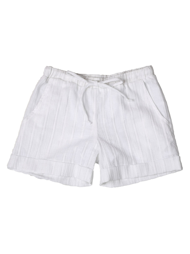 Girl Shorts - White/Silver Stripe Print